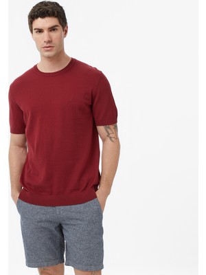Nautica Erkek Bordo Regular Fit Kısa Kollu Triko