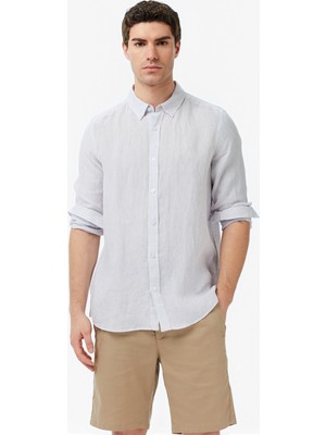 Nautica Erkek Gri Regular Fit Keten Gömlek