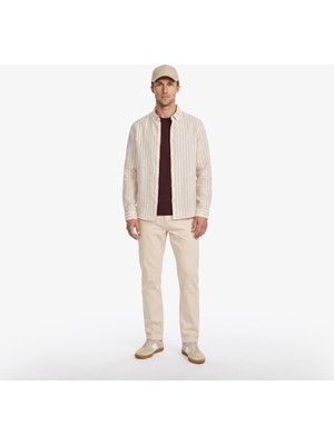 Nautica Erkek Krem Tapered Denim Pantolon