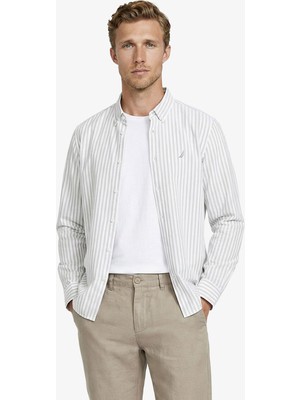 Nautica Erkek Yeşil Regular Fit Çizgili Gömlek