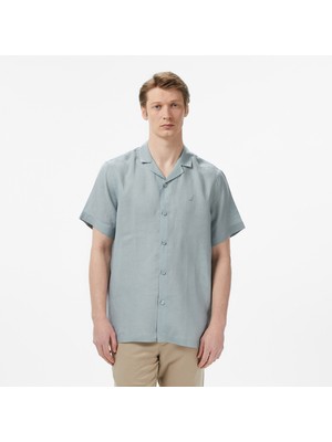Nautica Erkek Yeşil Regular Fit Kısa Kollu Keten Gömlek