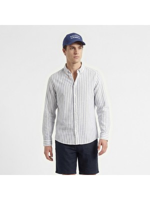 Nautica Erkek Mavi Regular Fit Çizgili Gömlek