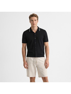 Gant Erkek Siyah Regular Fit Kısa Kollu Resort Yaka Gömlek