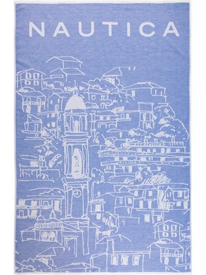 Nautica Unisex Mavi Desenli Havlu