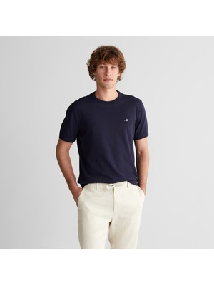 Gant Erkek Lacivert Regular Fit Bisiklet Yaka Kısa Kollu T-Shirt