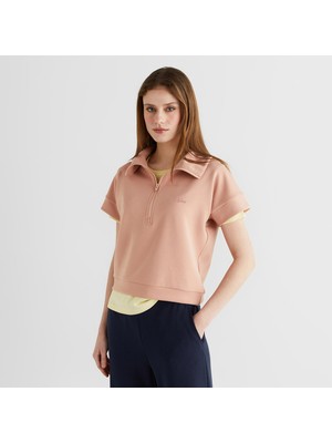 Gant Kadın Pembe Relaxed Fit Yarım Fermuarlı Kısa Kollu Sweatshirt