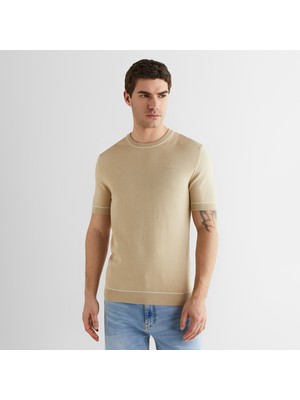 Gant Erkek Bej Regular Fit Kısa Kollu Triko