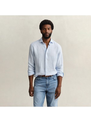 Gant Erkek Mavi Regular Fit Çizgili Gömlek