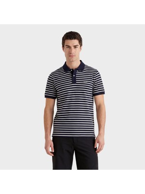 Gant Erkek Lacivert Regular Fit Yaka Çizgili Polo Yaka T-Shirt