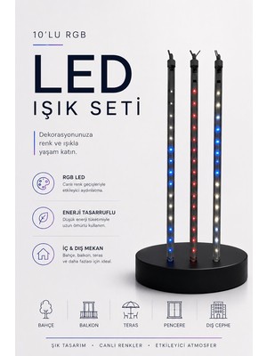 Nilavia Rgb LED Dış ve Iç Mekan Süsleme Işığı 10 Çubuklu Şerit - AL002A-62W766