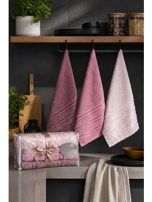 Coton Delux Pera 3'lü %100 Pamuk Havlu Seti | 30X50 cm Mutfak Havlusu | Çantalı, Çeyizlik, Hediyelik