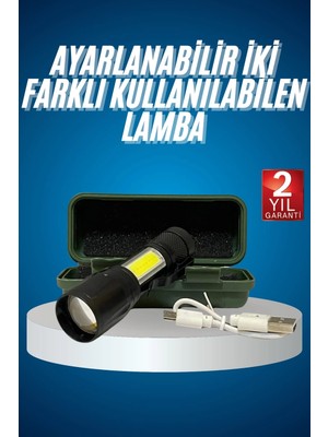 LED Lamba El Feneri Küçük Taşınabilir USB Şarjlı Acil Durum Lambası