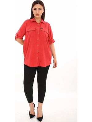 Lady Majestic %100 Cotton Büyük Beden Natural Gömlek
