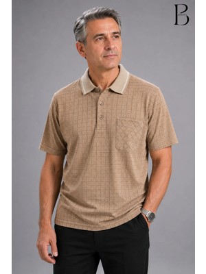 BURSPA Rahat Kesim Yakalı Cepli Erkek Baba Yazlık T-Shirt
