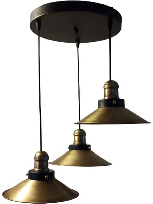Rsylight Rys Retro Eskitme Kaplama 3 Lü Dekoratif Rustik Sarkıt Avize Çap 30 cm