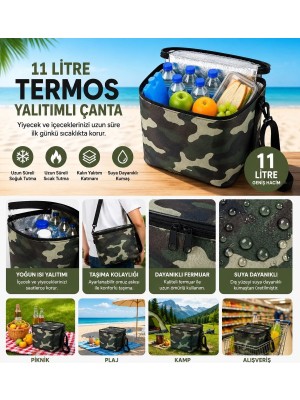 Nelson Termos Çanta Termal El Çantası Buzluk Piknik Çantası 11 Lt Soğutucu Çanta