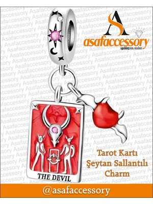 Tarot Kartı Şeytan Sallantılı Charm Çok Renkli