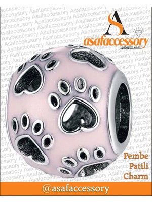 Pembe Patilli Charm Gümüş Kaplama