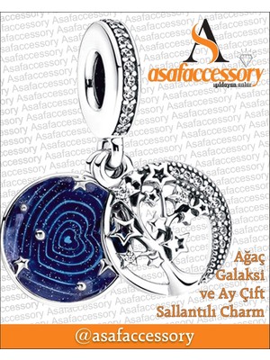 Hayat Ağacı Charm Gümüş Kaplama Asafaccessory Mavi