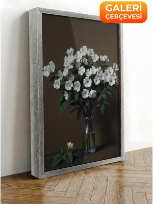 Zestia Gümüş Çerçeveli Kanvas Tablo Çiçek Demeti – Pastel Botanik Premium Seri No 102686