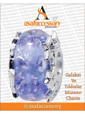 Galaksi ve Yıldızlar Murano Charm Gümüş