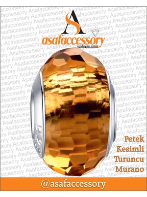 Petek Kesimli Turuncu Murano Gümüş