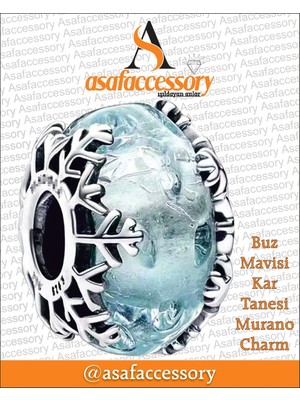 Buz Mavisi Kar Tanesi Murano Charm Mavi