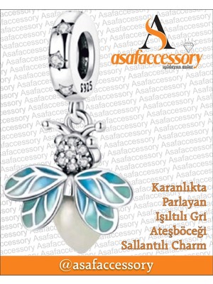Işıltılı Gri Ateşböceği Charm Asafaccessory Gümüş