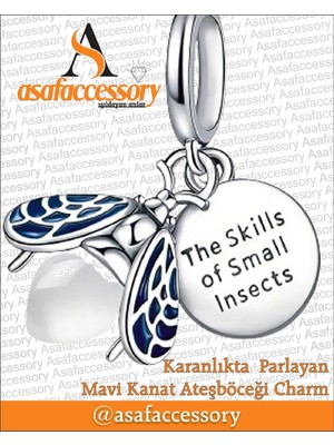 Karanlıkta Parlayan Mavi Kanat Ateşböceği Charm Asafaccessory