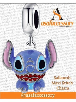 Sallantılı Mavi Stitch Charm Asafaccessory Gümüş