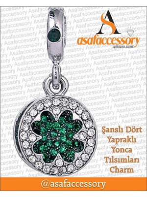 Şanslı Dört Yapraklı Yonca Tılsımları Charm Gümüş