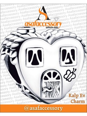 Kalp Ev Charm / Gümüş Kaplama