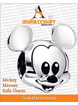 Mickey Kafa Charm Asafaccessory Gümüş