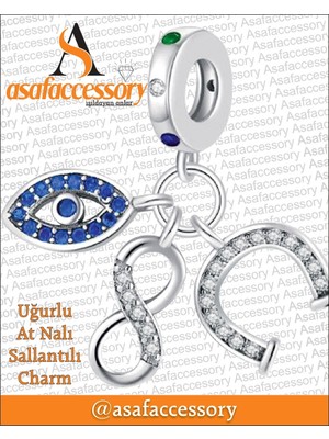 Uğurlu At Nalı Sallantılı Charm Gümüş