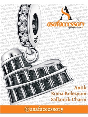 Antik Roma Kolezyum Charm Asafaccessory Gümüş