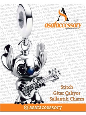 Stitch Gitar Çalıyor Charm Asafaccessory Gümüş
