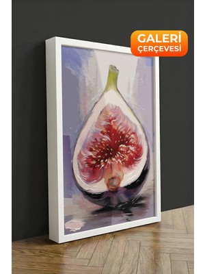 Zestia Beyaz Çerçeveli Kanvas Tablo Incir Meyvesi Detay Çizimi Premium Seri No 113324
