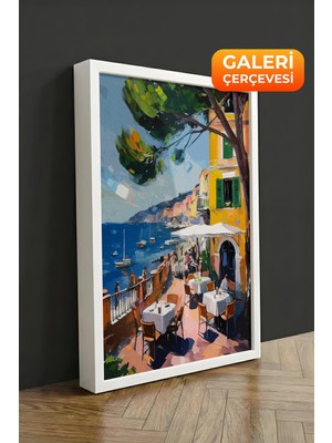 Zestia Beyaz Çerçeveli Kanvas Tablo Renkli Akdeniz Sokakları Premium Seri No 113221