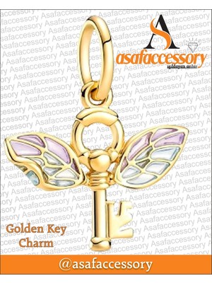 Golden Key Charm Gümüş Kaplama
