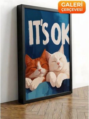 Zestia Siyah Çerçeveli Kanvas Tablo It’s Ok Tipografik Mizah Premium Seri No 109689