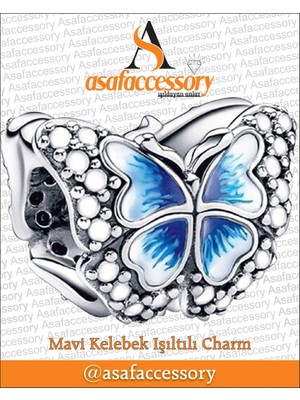 Mavi Kelebek Işıltılı Charm