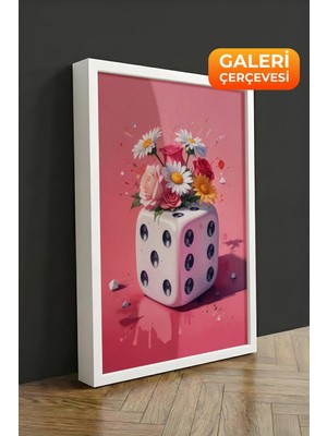 Zestia Beyaz Çerçeveli Kanvas Tablo Çiçekli  Zar Premium Seri No 110016