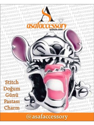 Stitch Doğum Günü Pastası Charm Asafaccessory Gümüş