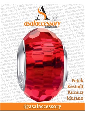 Petek Kesimli Murano Kırmızı Gümüş Kaplama