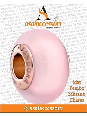 Mat Pembe Murano Charm Gümüş