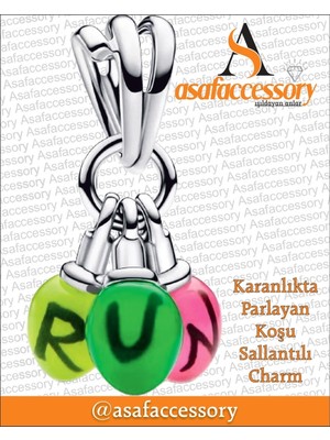 Stranger Things Run Yazılı Balon Charm Asafaccessory Gümüş
