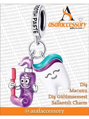 Diş Macunu Diş Gülümsemesi Sallantılı Charm Asafaccessory Beyaz