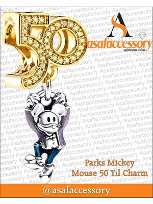 50. Yıl Charm Mickey Mouse Gümüş Kaplama