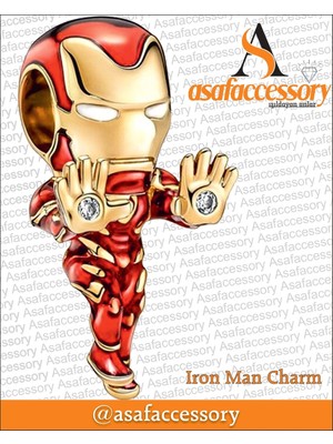 Iron Man Charm Gümüş Kaplama Kırmızı