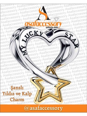 Şanslı Yıldız ve Kalp Charm / Asafaccessory Gümüş